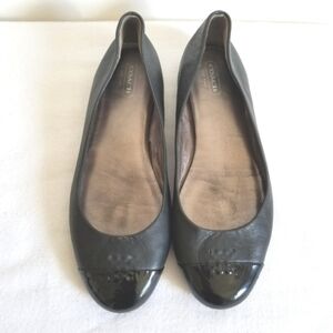 Coach Flats Black Cap Toe Size 7.5